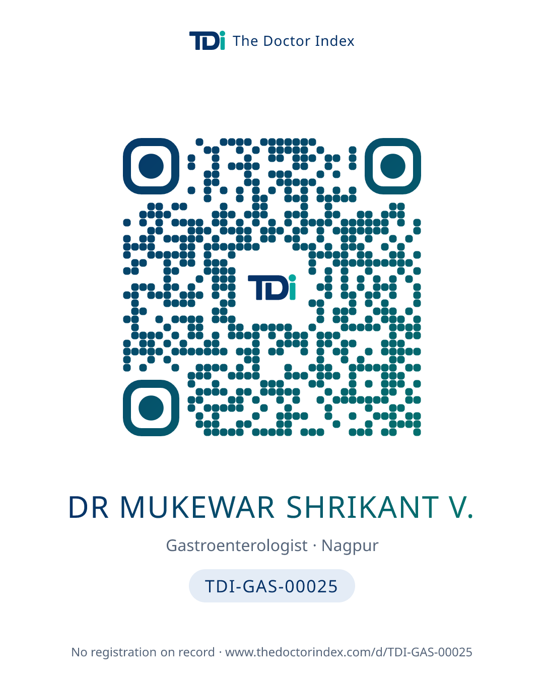 QR card for Dr Mukewar Shrikant V., TDI-GAS-00025