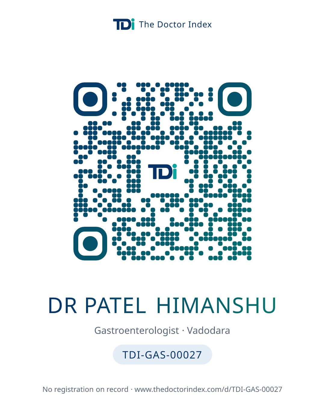 QR card for Dr Patel Himanshu, TDI-GAS-00027