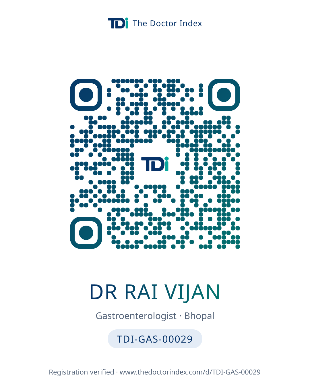 QR card for Dr Rai Vijan, TDI-GAS-00029