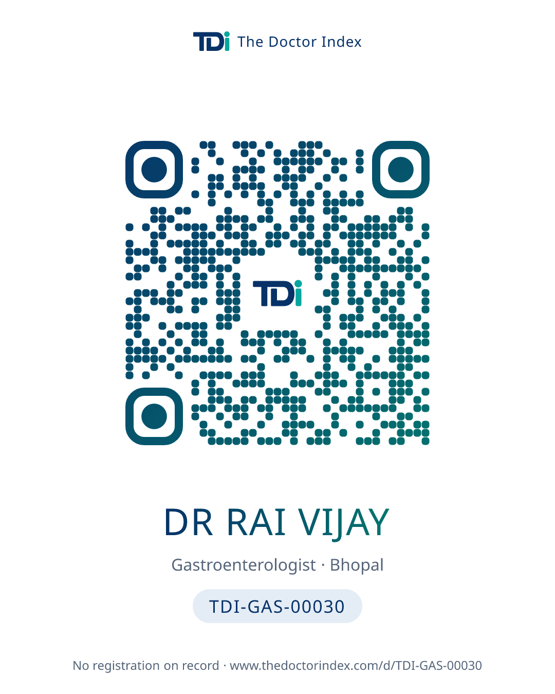 QR card for Dr Rai Vijay, TDI-GAS-00030