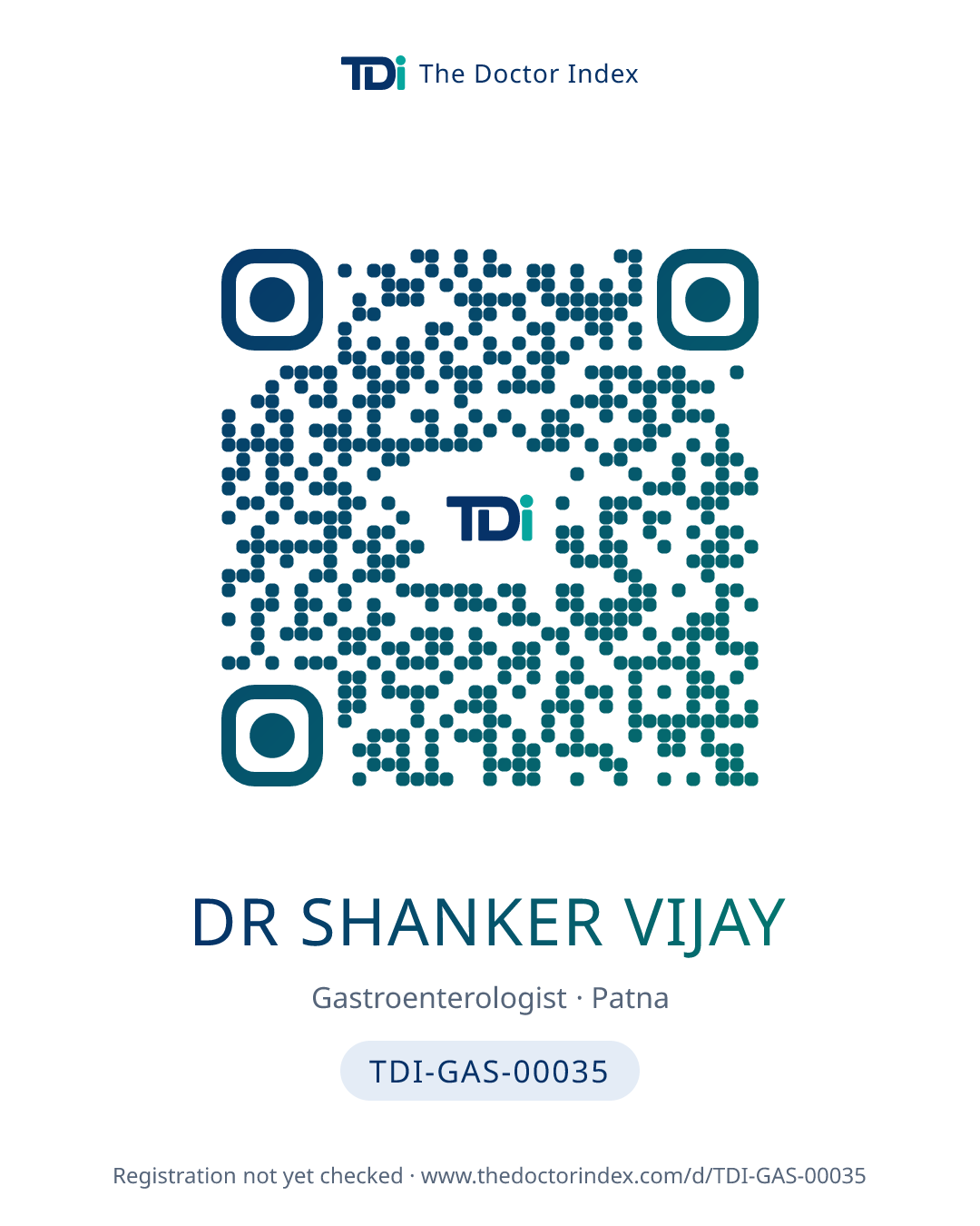 QR card for Dr Shanker Vijay, TDI-GAS-00035