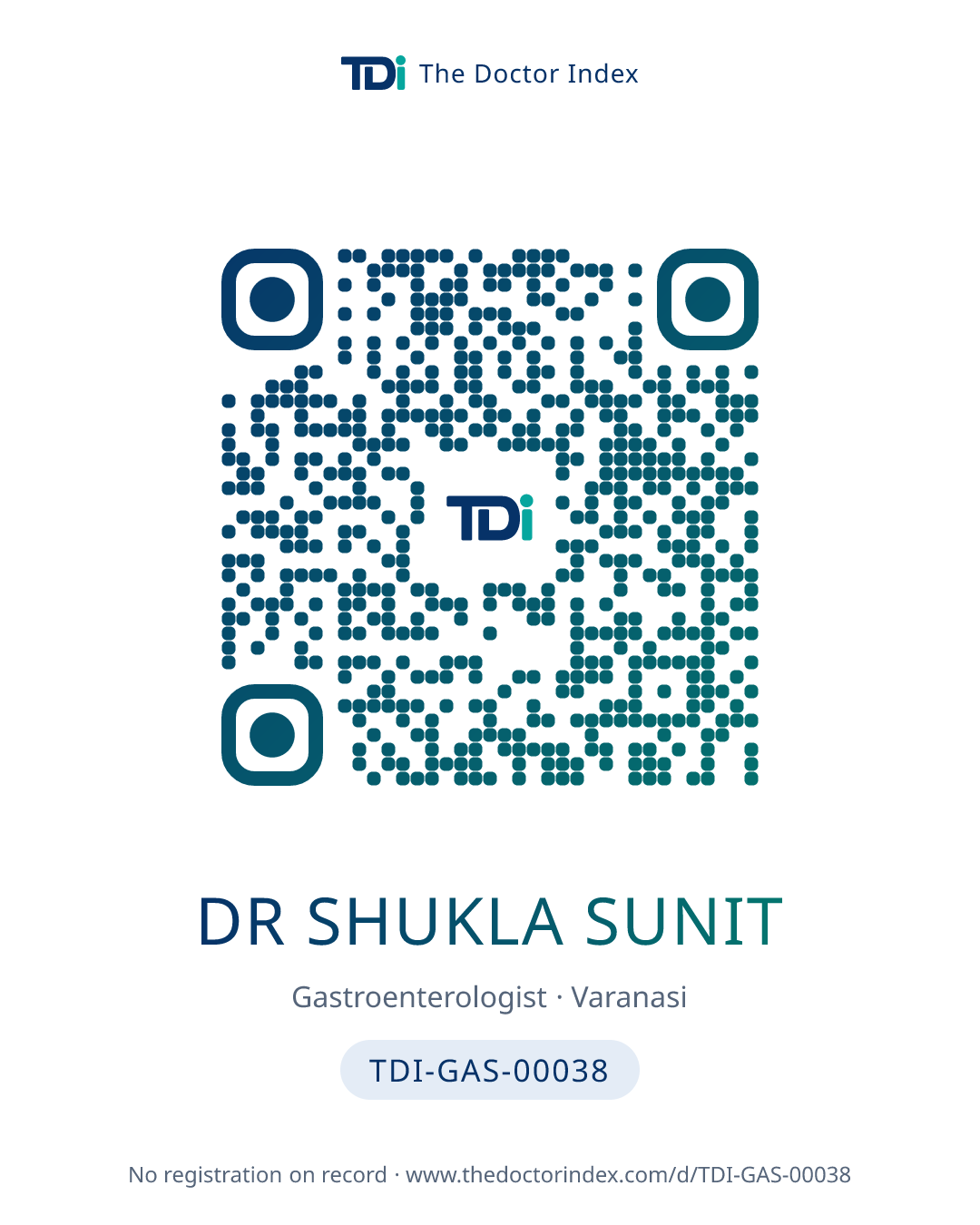 QR card for Dr Shukla Sunit, TDI-GAS-00038