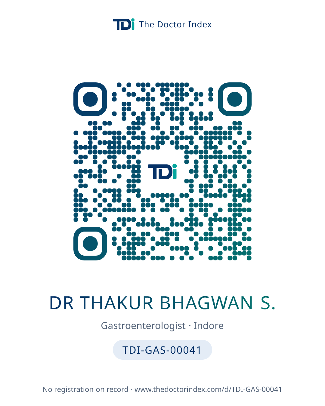 QR card for Dr Thakur Bhagwan S., TDI-GAS-00041