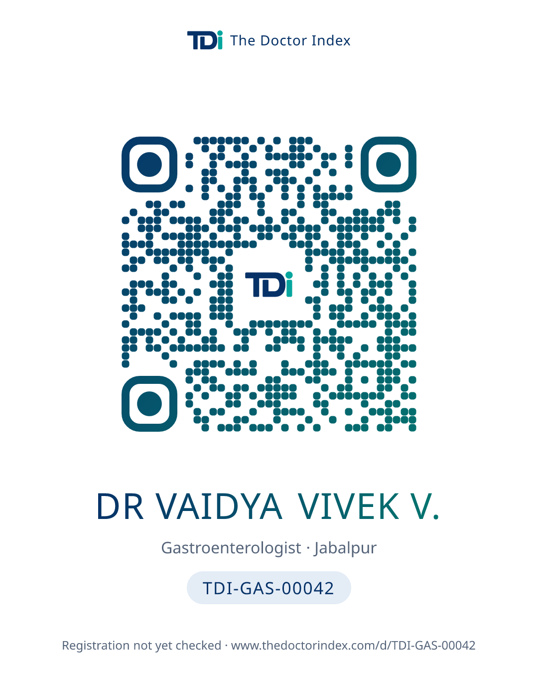 QR card for Dr Vaidya Vivek V., TDI-GAS-00042