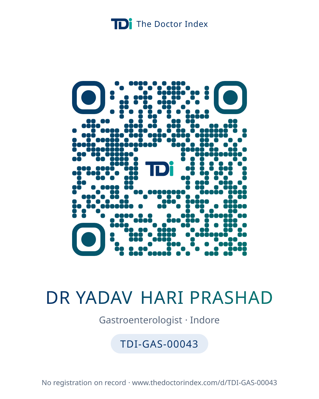 QR card for Dr Yadav Hari Prashad, TDI-GAS-00043