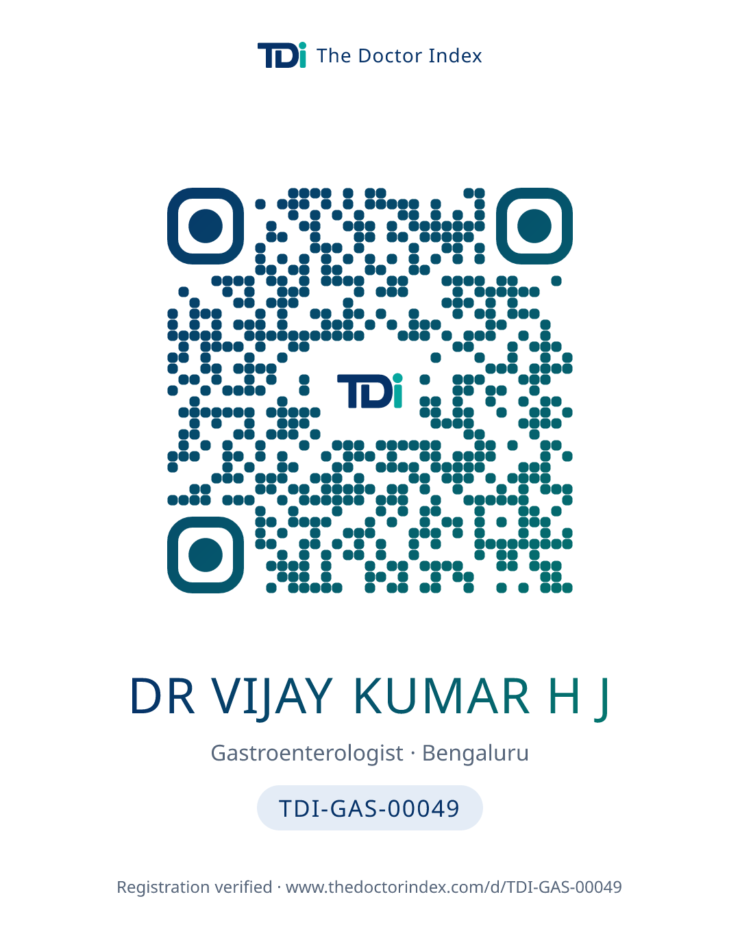 QR card for Dr Vijay Kumar H J, TDI-GAS-00049