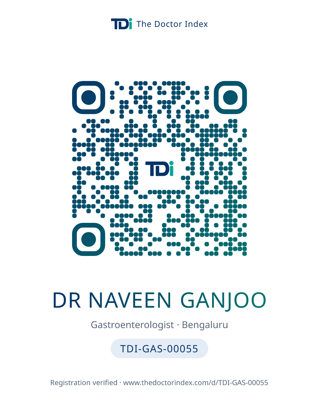 QR card for Dr Naveen Ganjoo, TDI-GAS-00055