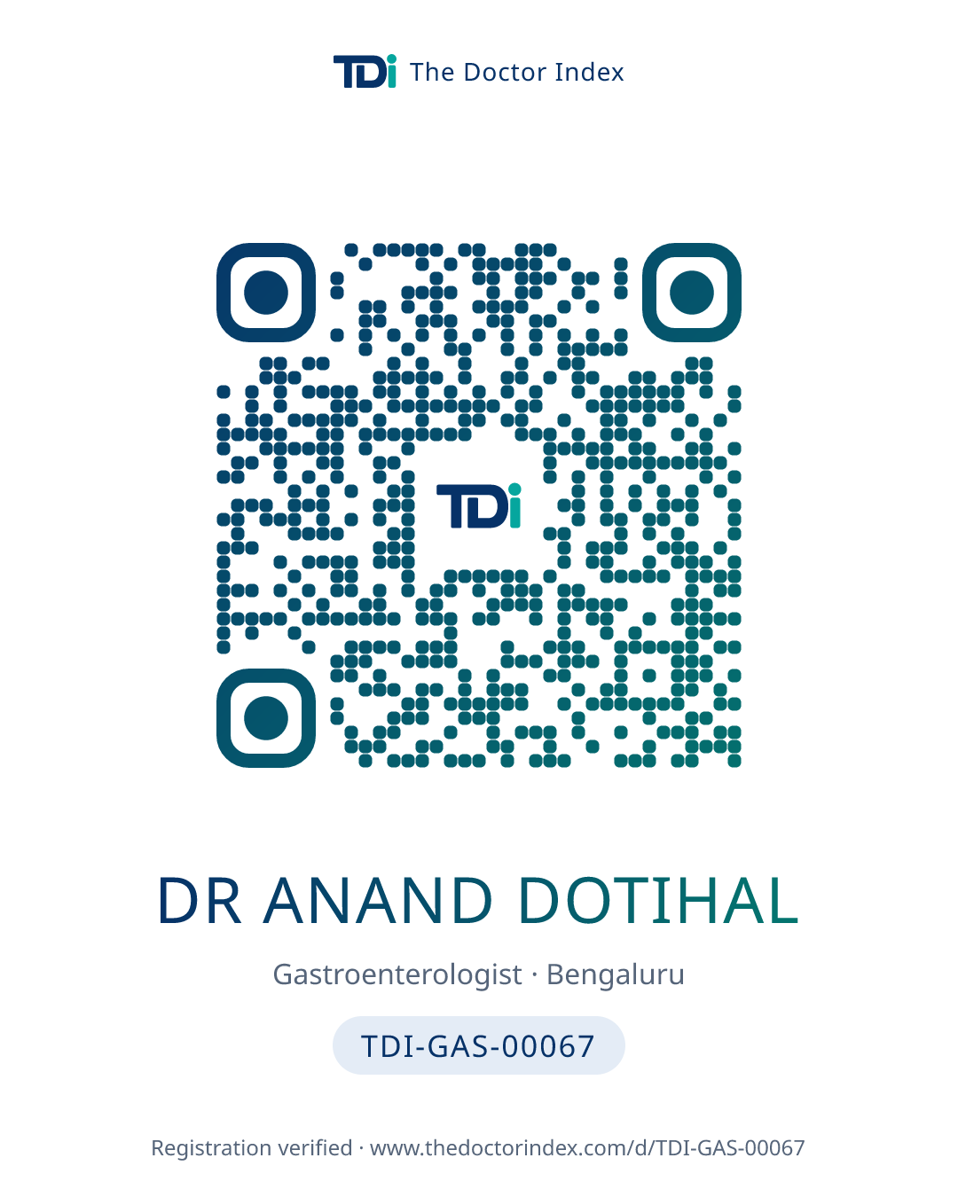 QR card for Dr Anand Dotihal, TDI-GAS-00067