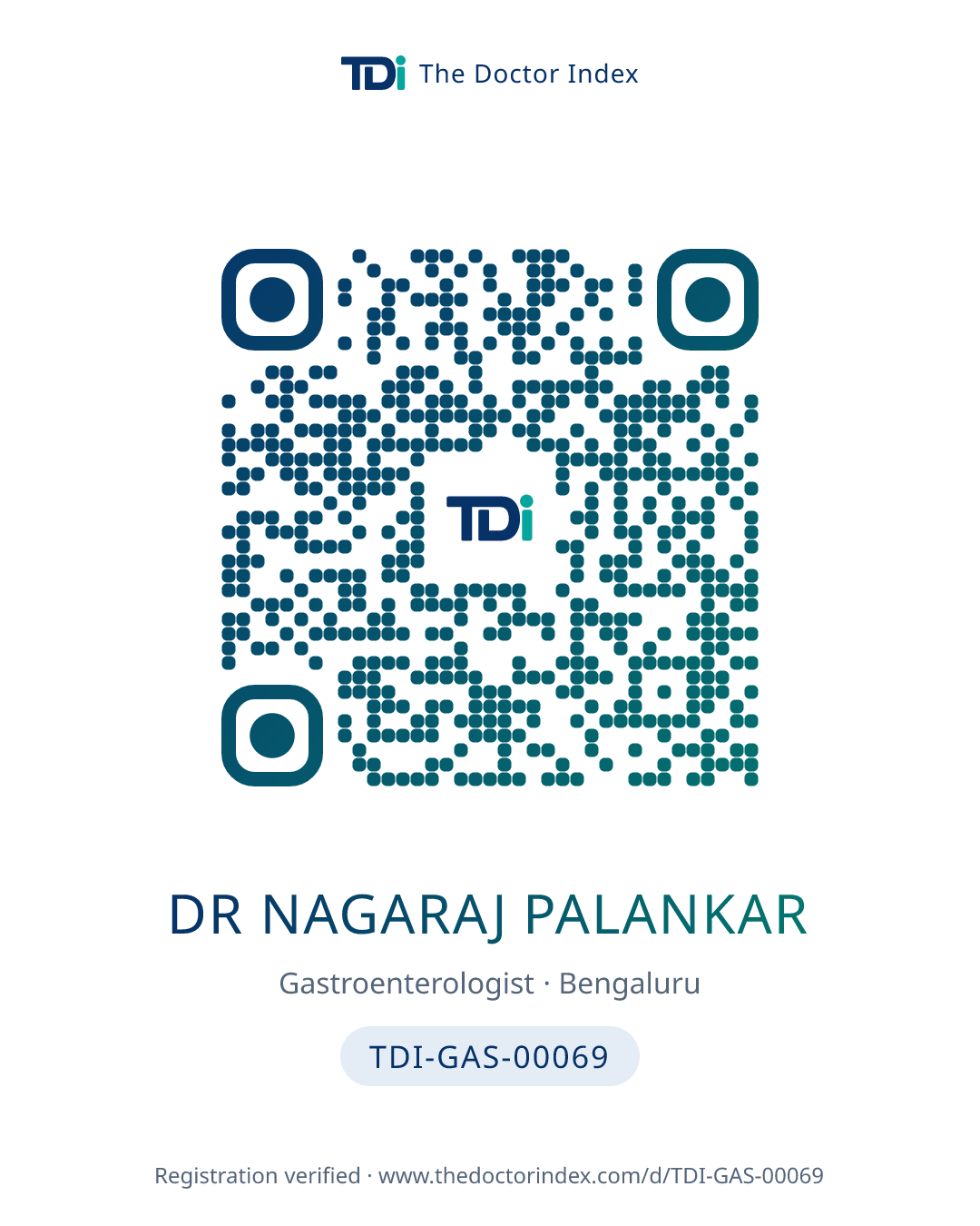 QR card for Dr Nagaraj Palankar, TDI-GAS-00069