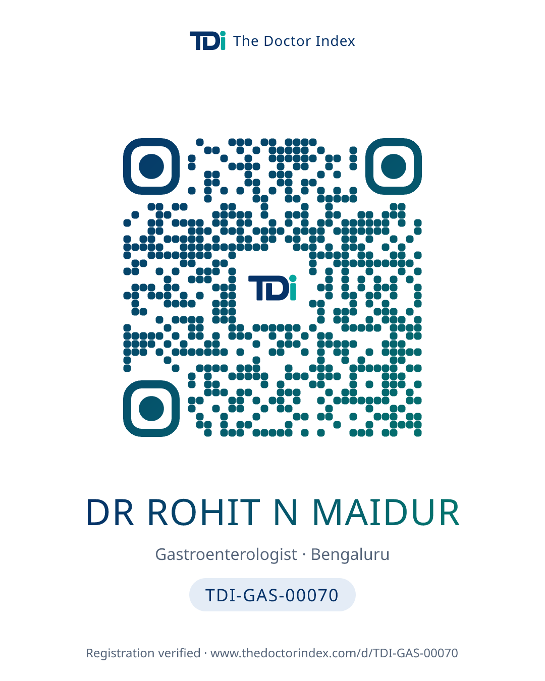 QR card for Dr Rohit N Maidur, TDI-GAS-00070