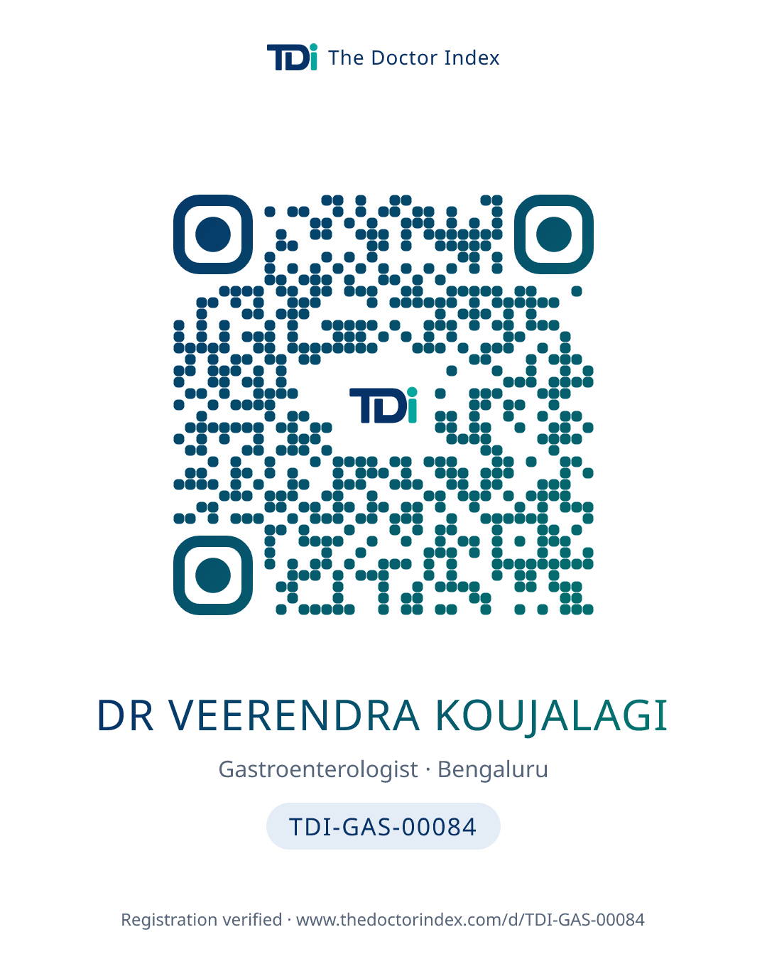 QR card for Dr Veerendra Koujalagi, TDI-GAS-00084