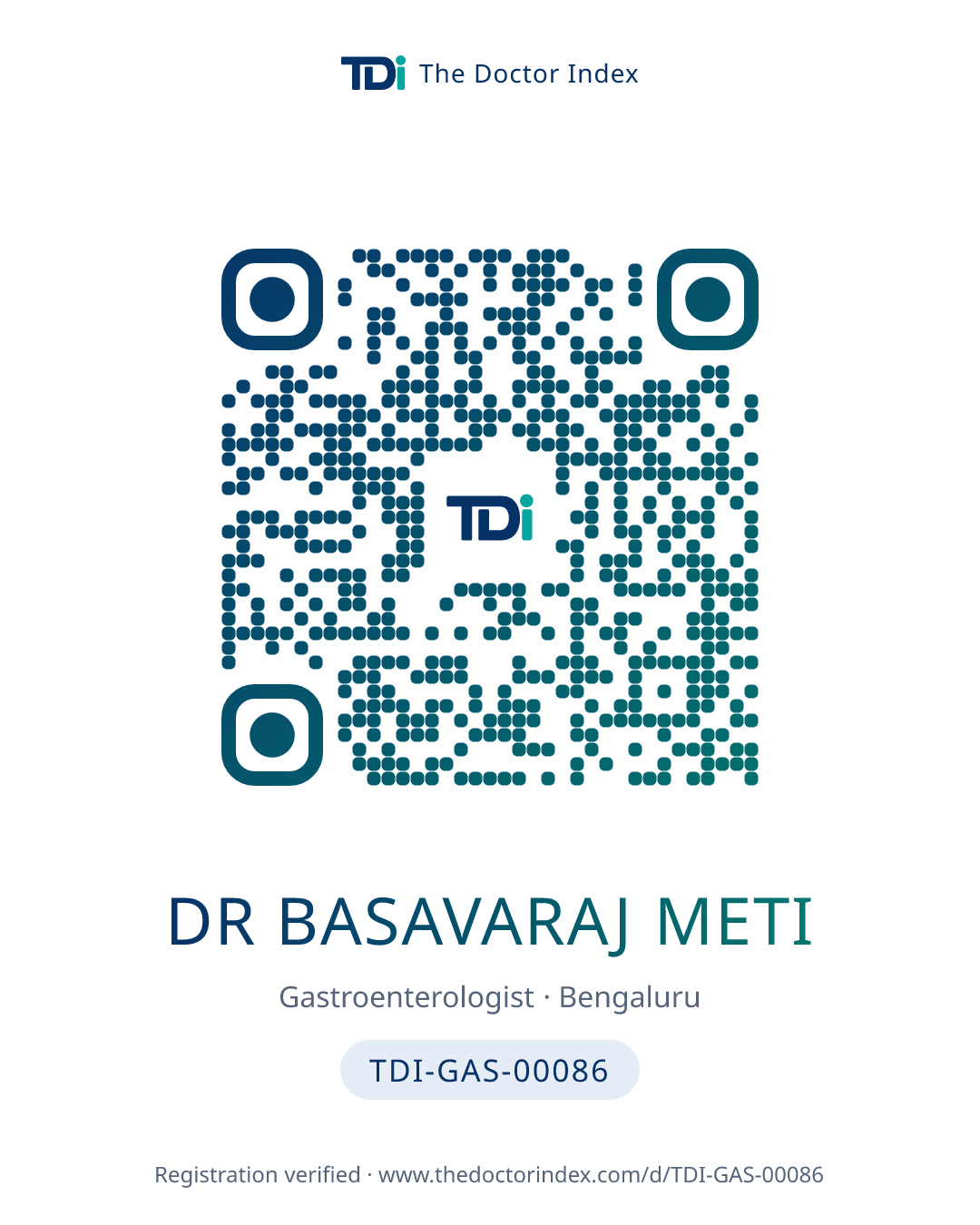 QR card for Dr Basavaraj Meti, TDI-GAS-00086