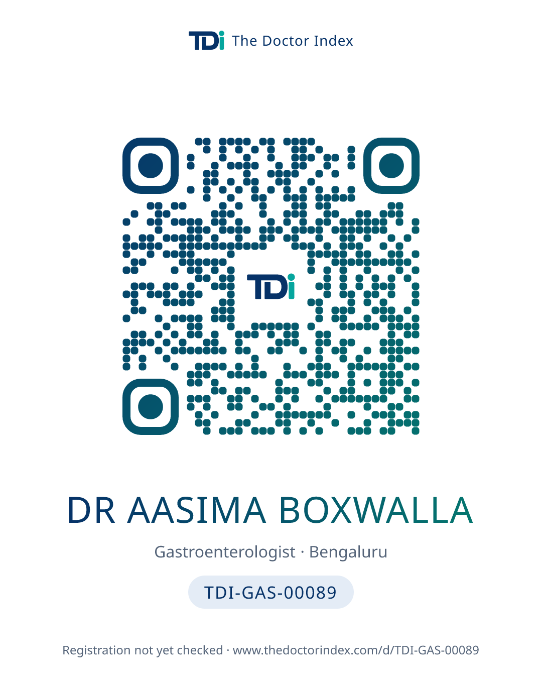 QR card for Dr Aasima Boxwalla, TDI-GAS-00089