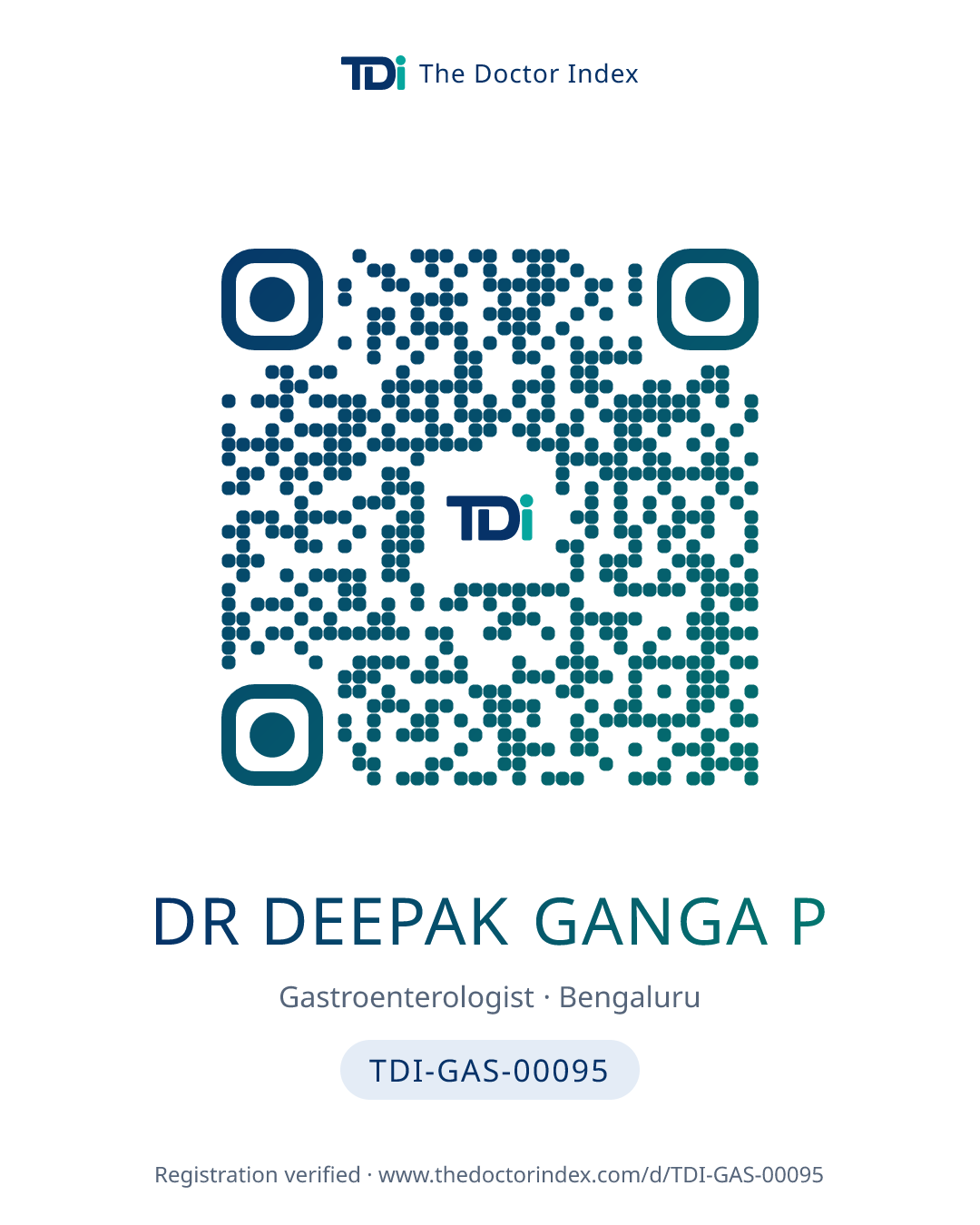 QR card for Dr Deepak Ganga P, TDI-GAS-00095
