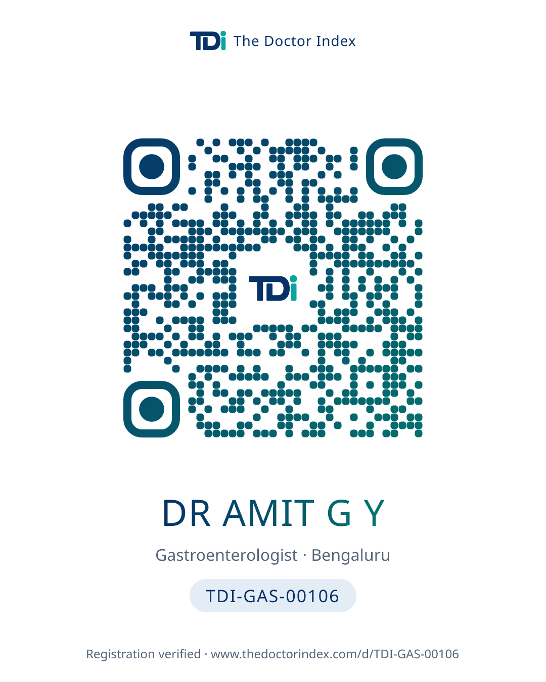 QR card for Dr Amit G Y, TDI-GAS-00106