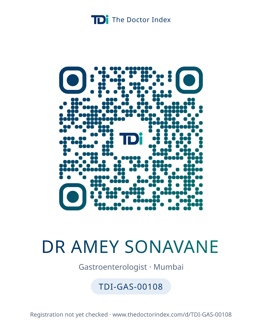 QR card for Dr Amey Sonavane, TDI-GAS-00108