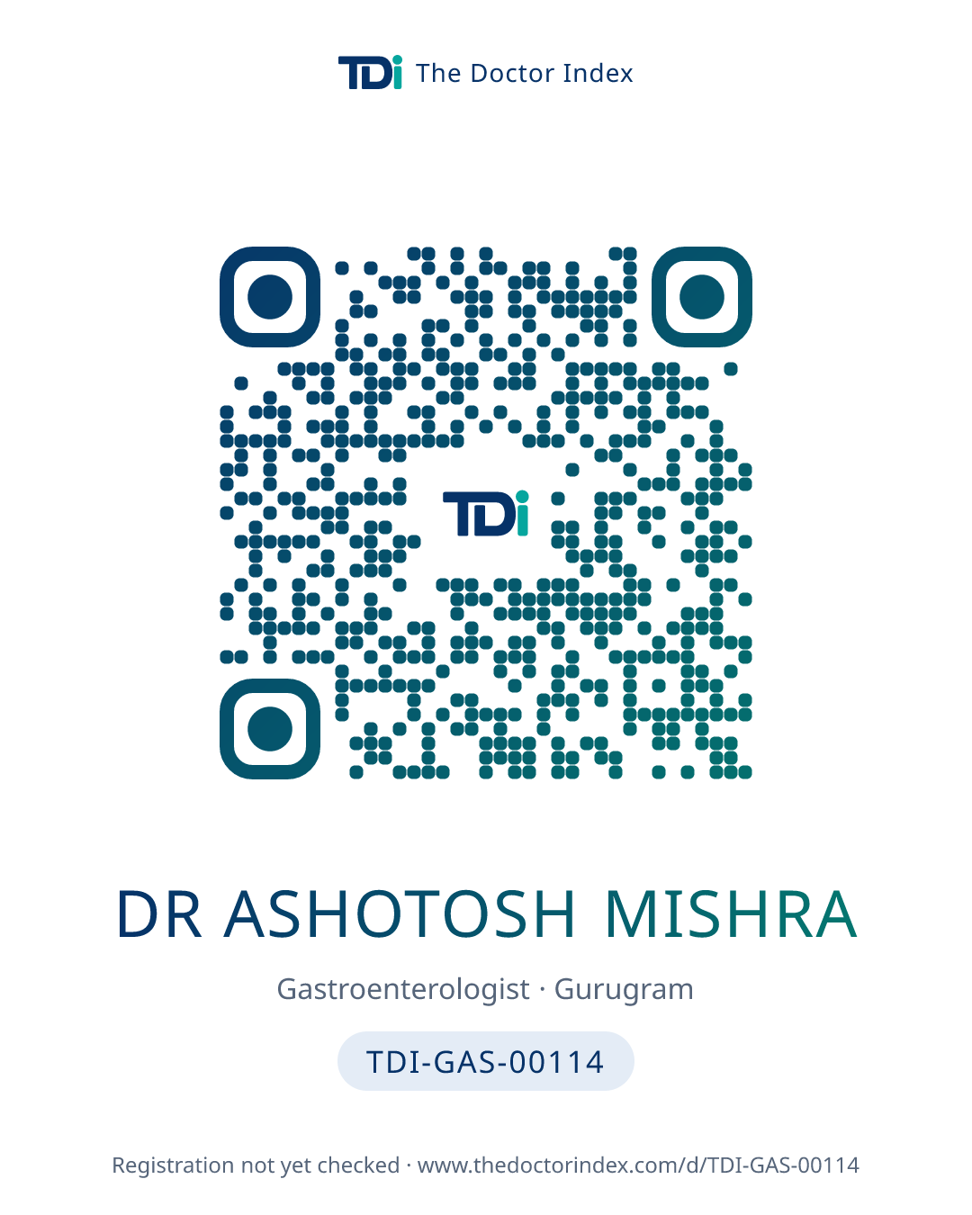 QR card for Dr Ashotosh Mishra, TDI-GAS-00114
