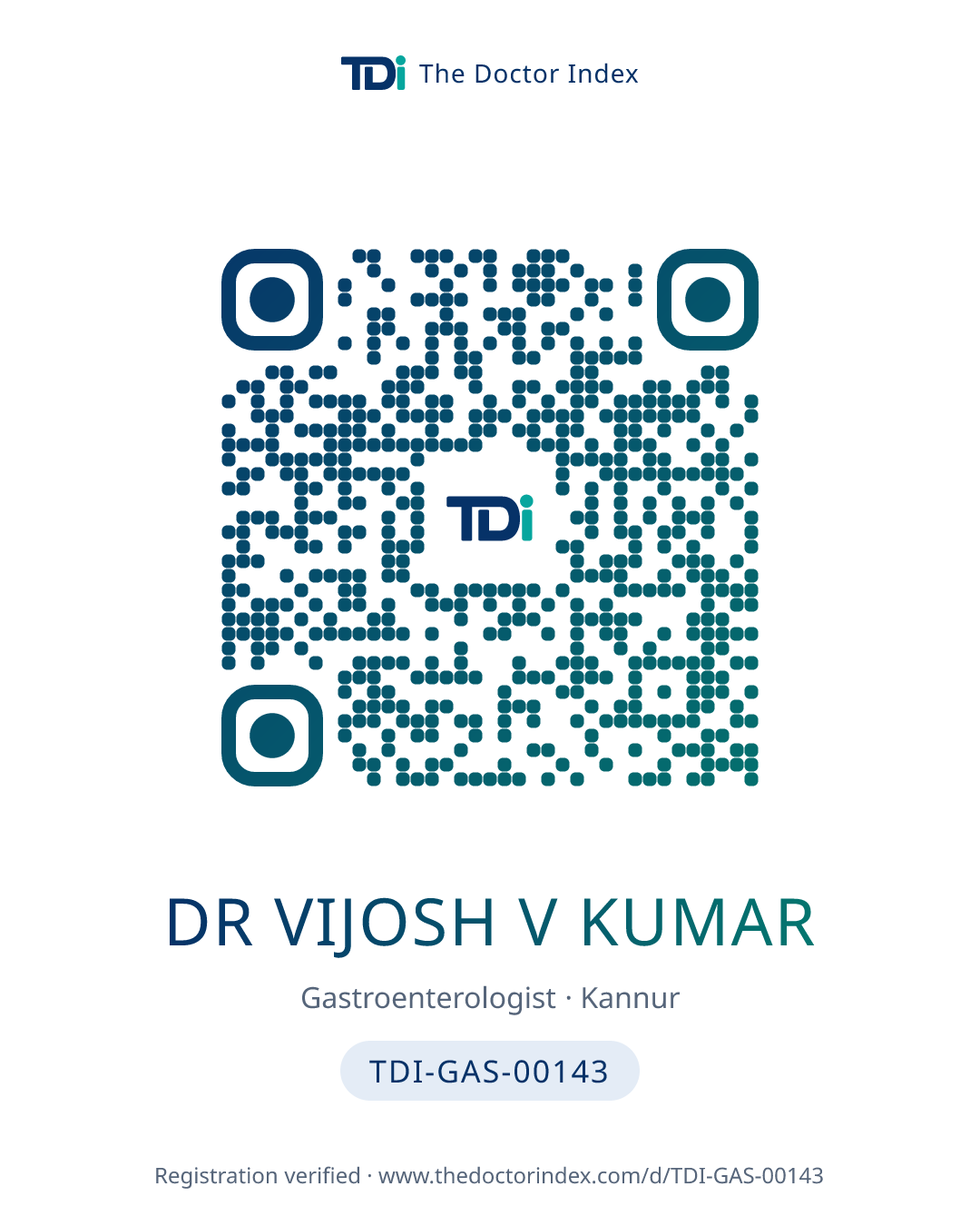 QR card for Dr Vijosh V Kumar, TDI-GAS-00143