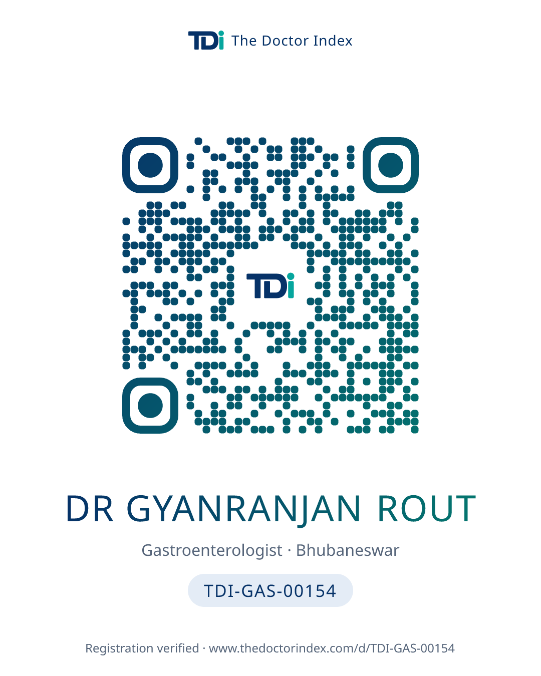 QR card for Dr Gyanranjan Rout, TDI-GAS-00154