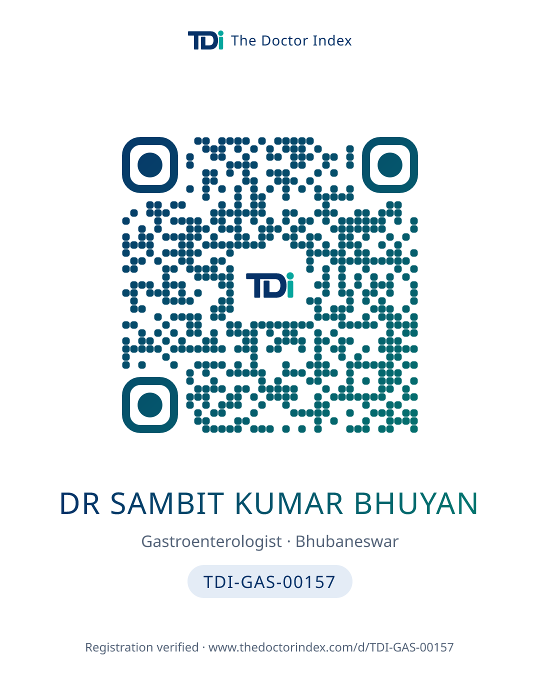QR card for Dr Sambit Kumar Bhuyan, TDI-GAS-00157