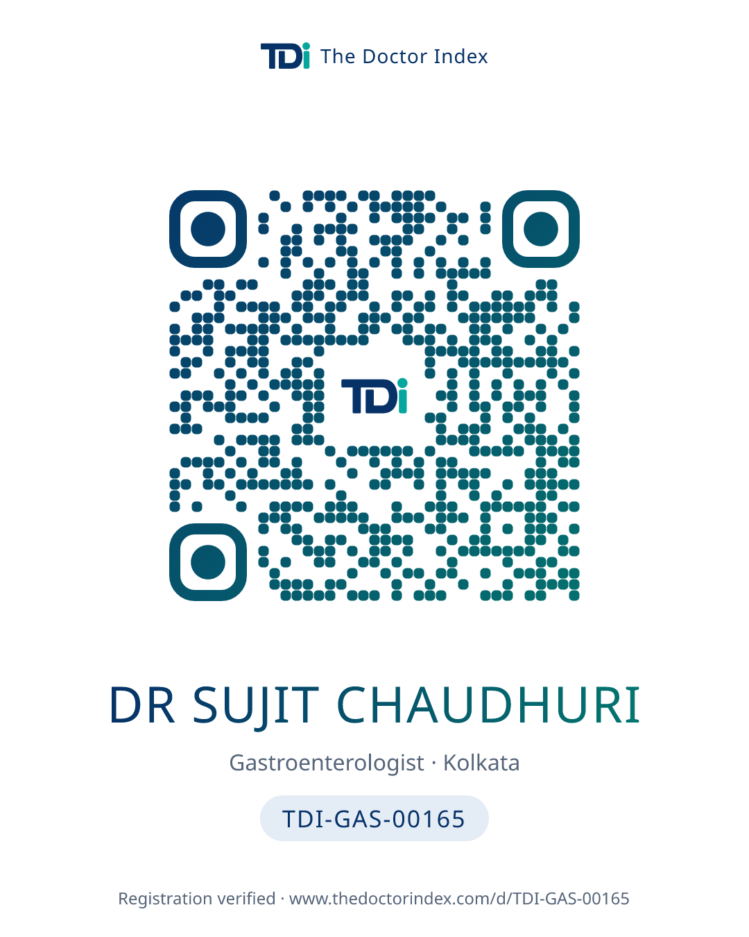 QR card for Dr Sujit Chaudhuri, TDI-GAS-00165