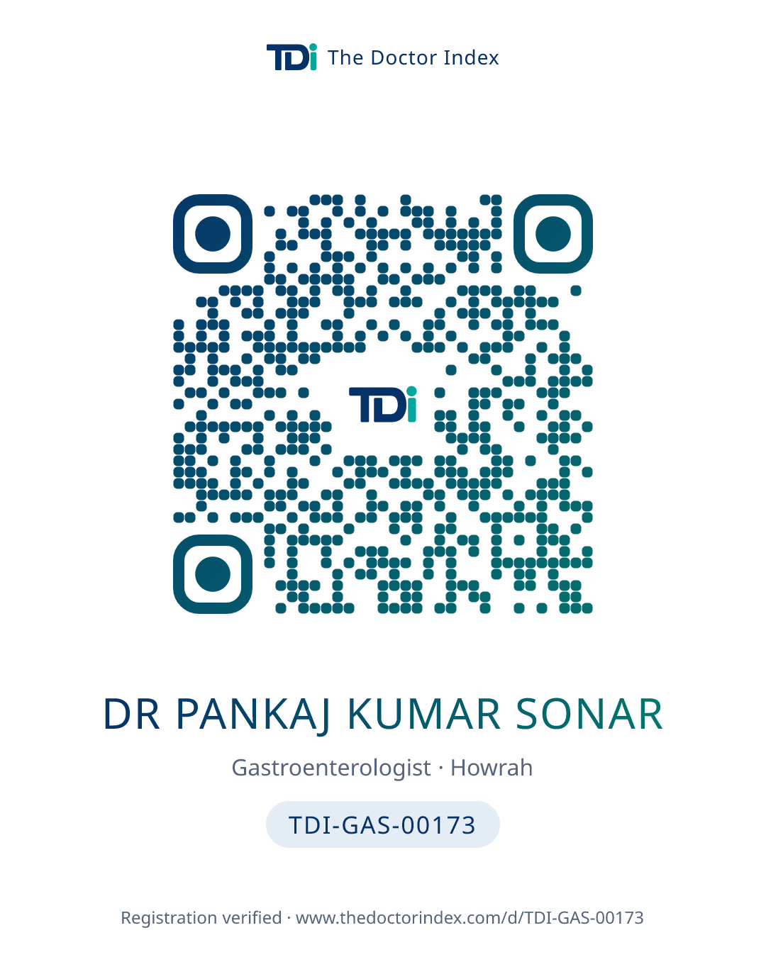 QR card for Dr Pankaj Kumar Sonar, TDI-GAS-00173