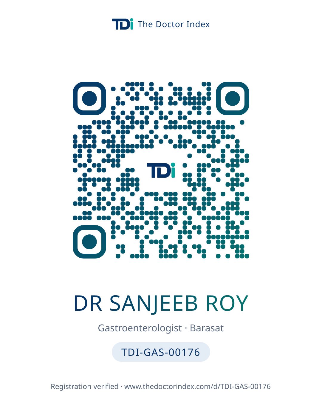 QR card for Dr Sanjeeb Roy, TDI-GAS-00176