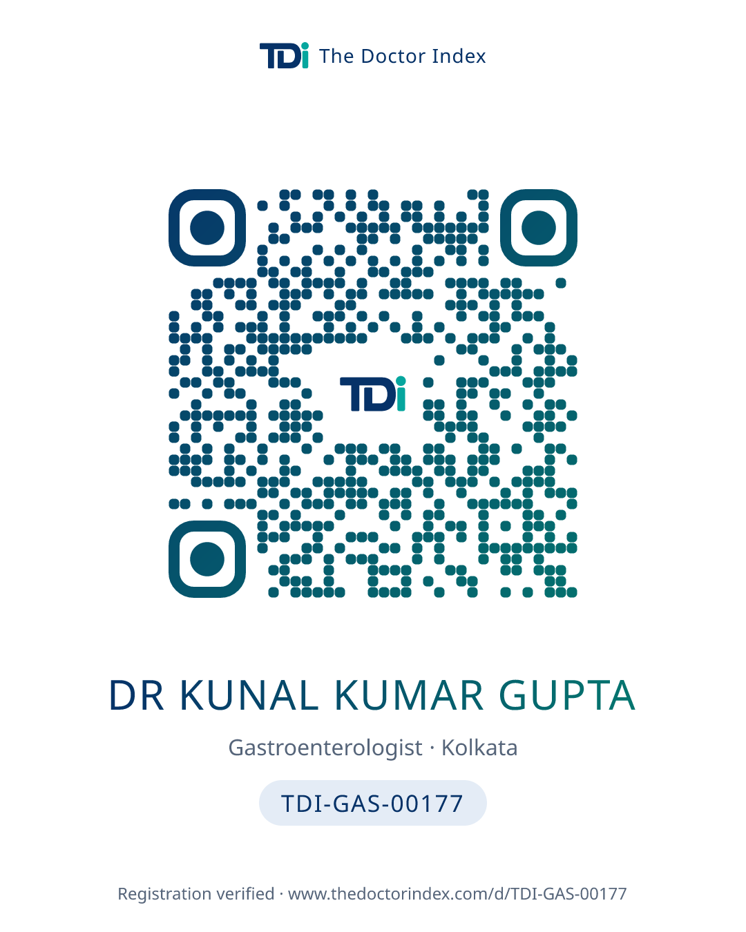 QR card for Dr Kunal Kumar Gupta, TDI-GAS-00177