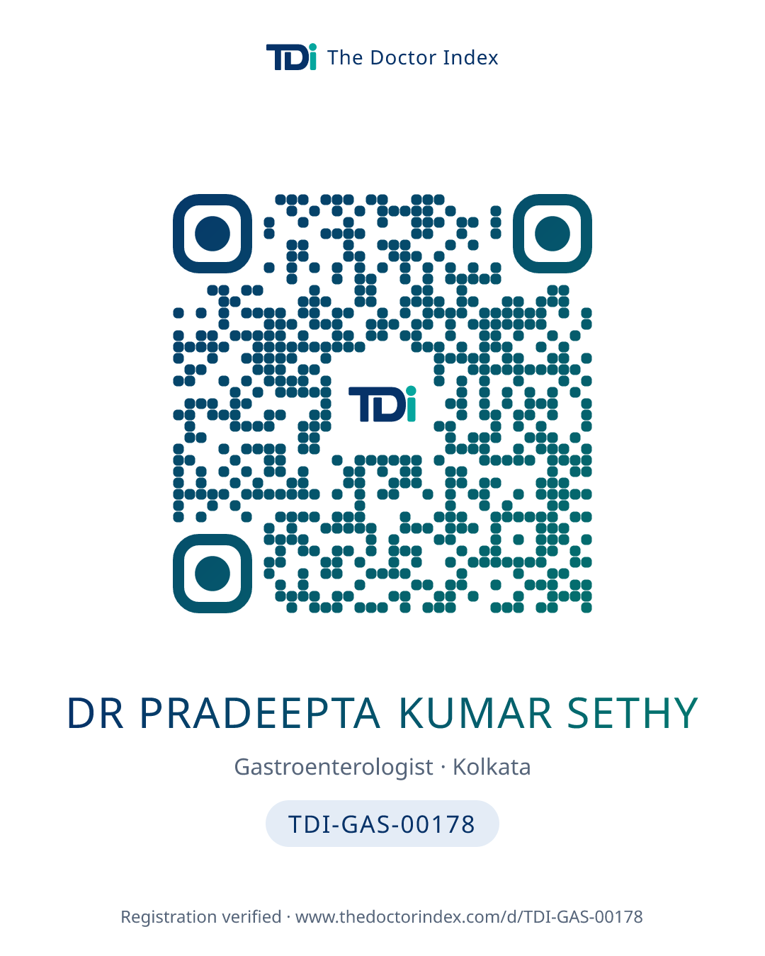 QR card for Dr Pradeepta Kumar Sethy, TDI-GAS-00178