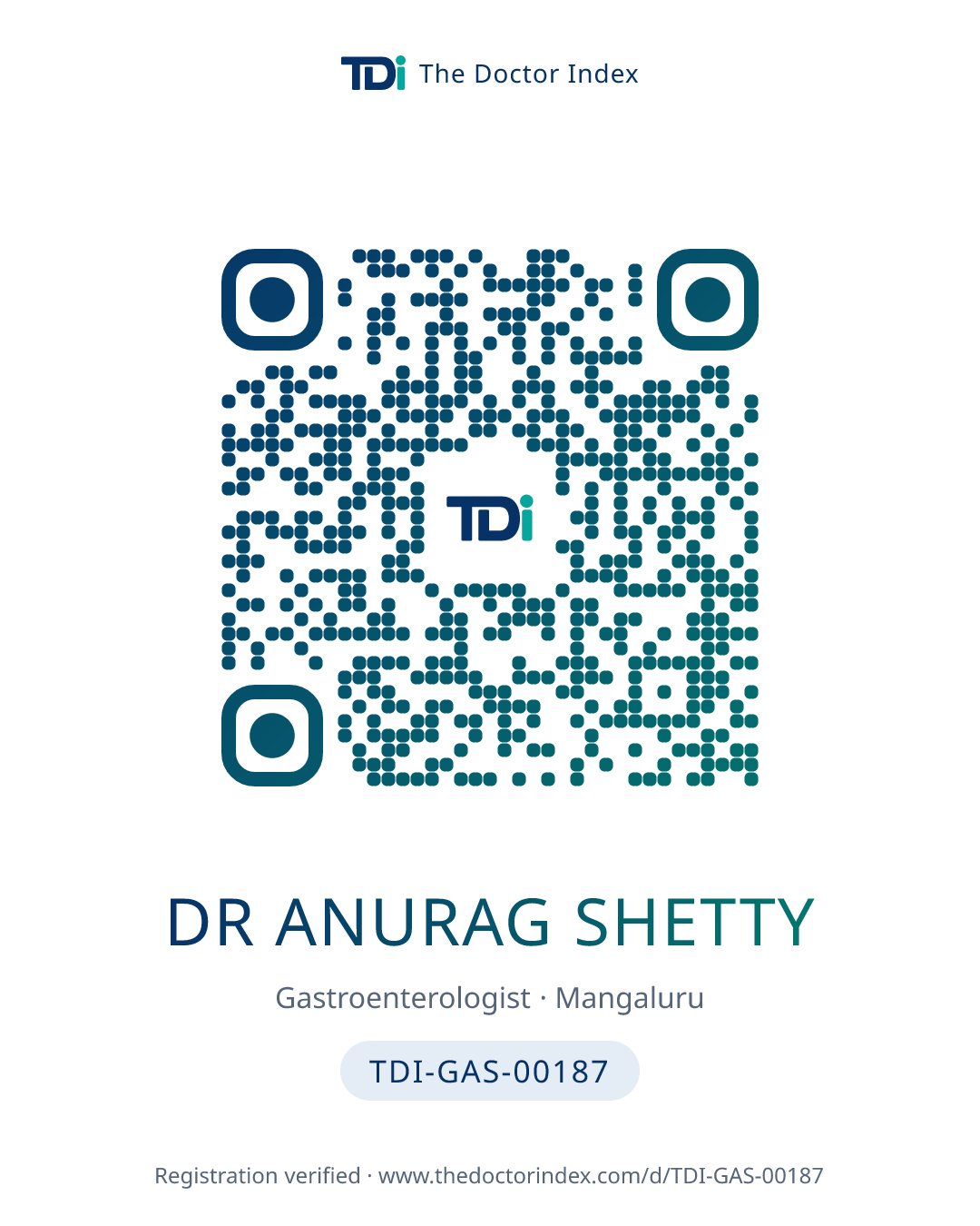 QR card for Dr Anurag Shetty, TDI-GAS-00187