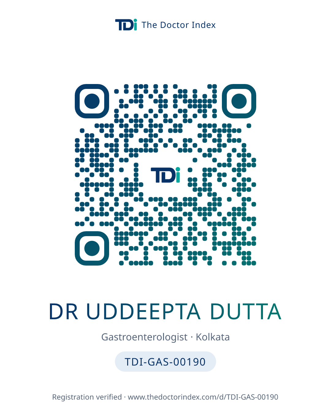 QR card for Dr Uddeepta Dutta, TDI-GAS-00190