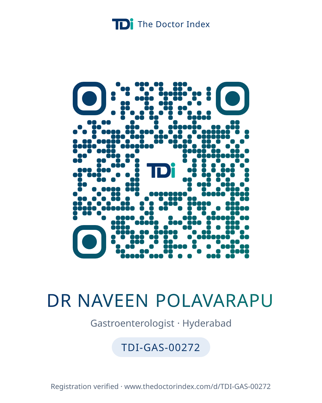 QR card for Dr Naveen Polavarapu, TDI-GAS-00272