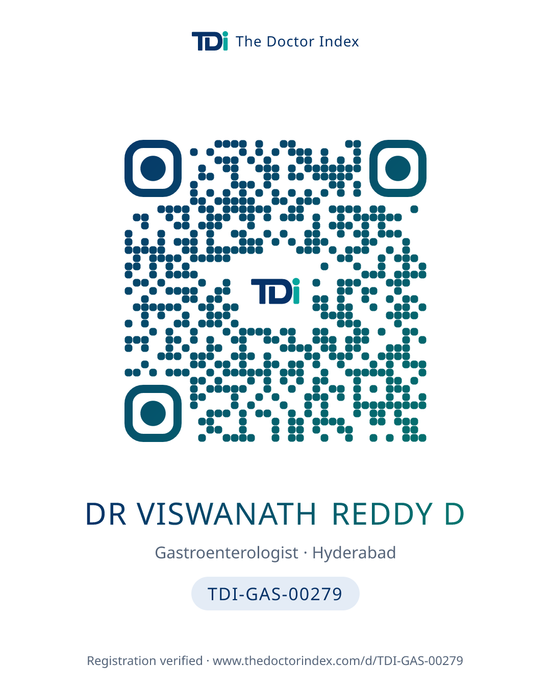 QR card for Dr Viswanath Reddy D, TDI-GAS-00279