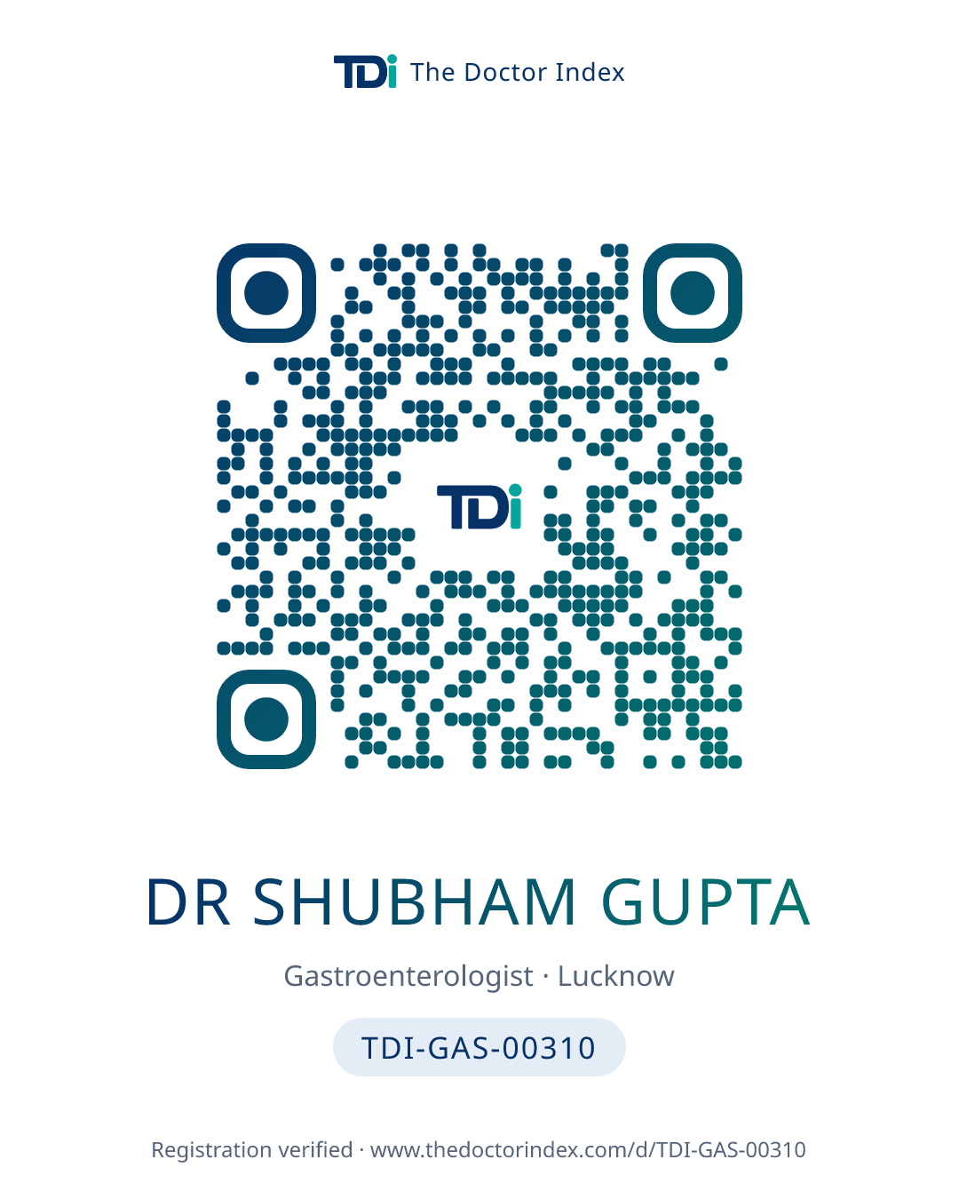 QR card for Dr Shubham Gupta, TDI-GAS-00310