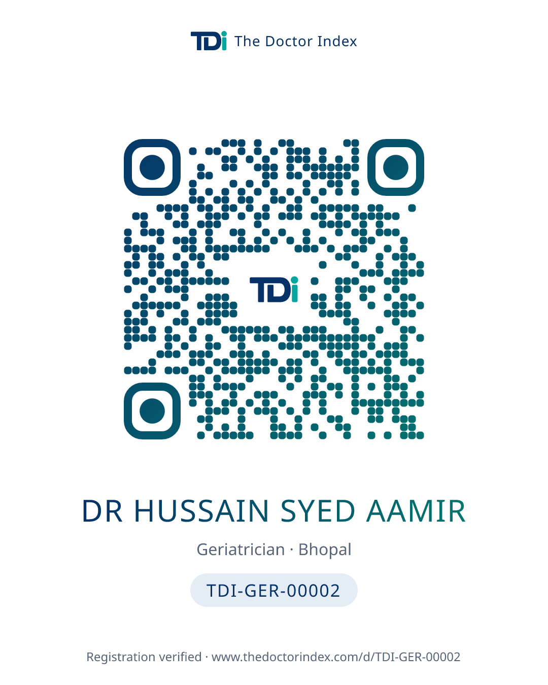 QR card for Dr Hussain Syed Aamir, TDI-GER-00002