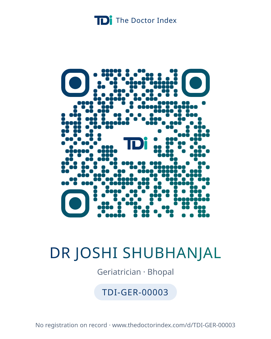 QR card for Dr Joshi Shubhanjal, TDI-GER-00003