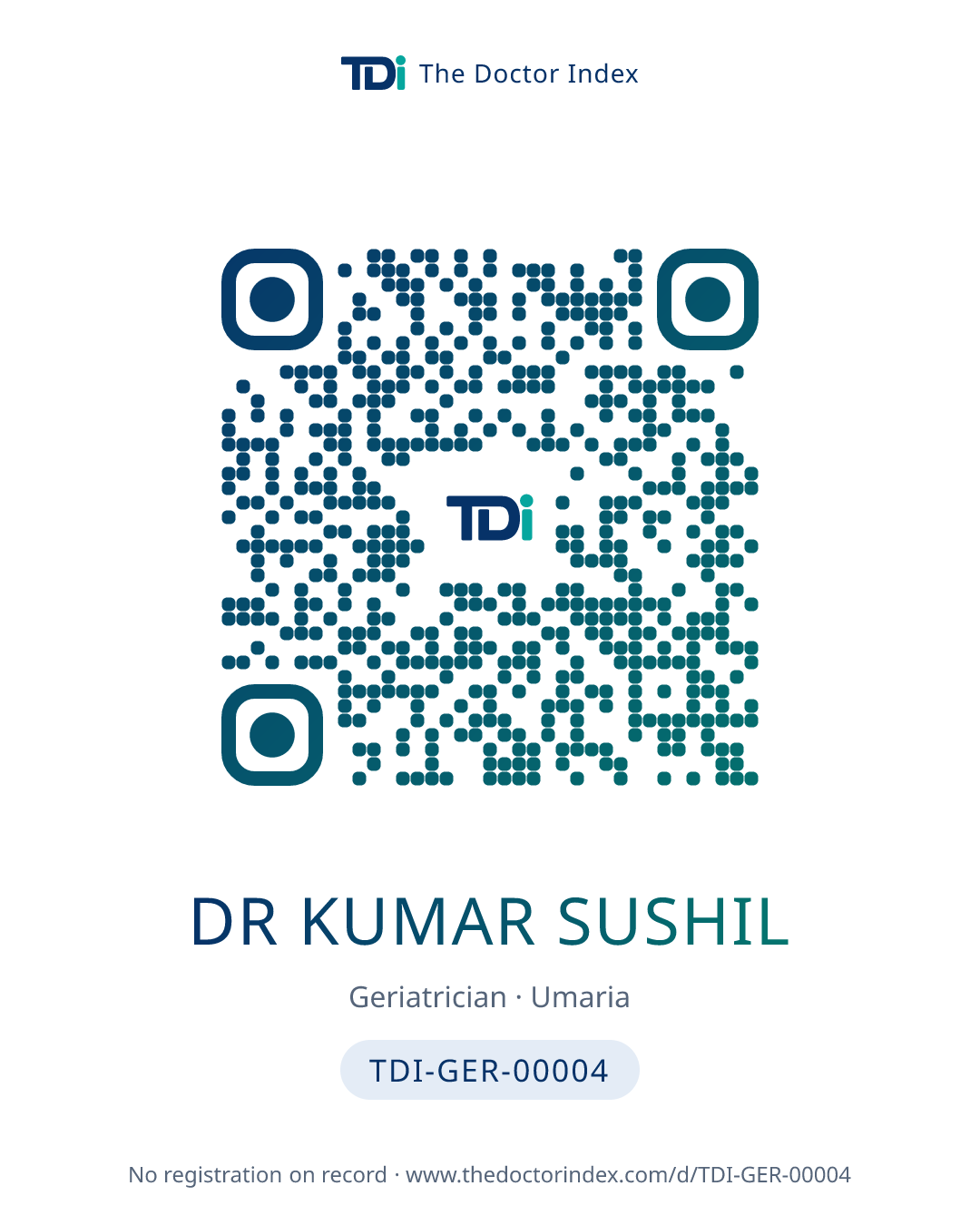 QR card for Dr Kumar Sushil, TDI-GER-00004