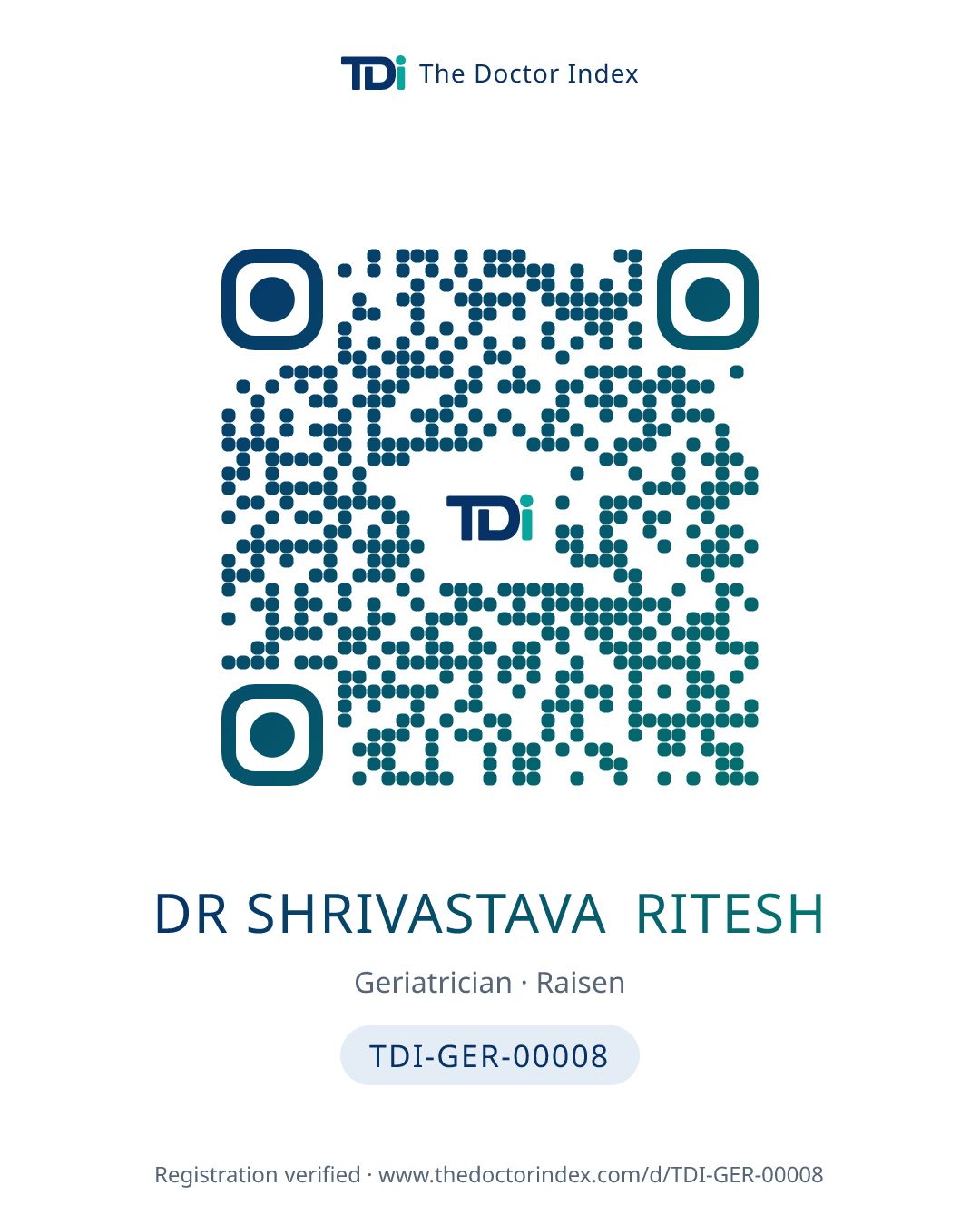 QR card for Dr Shrivastava Ritesh, TDI-GER-00008