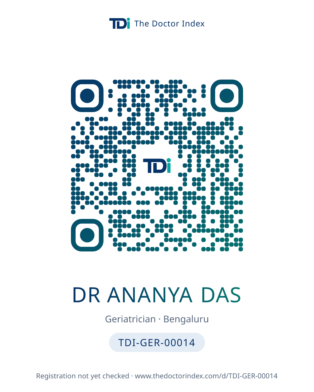 QR card for Dr Ananya Das, TDI-GER-00014