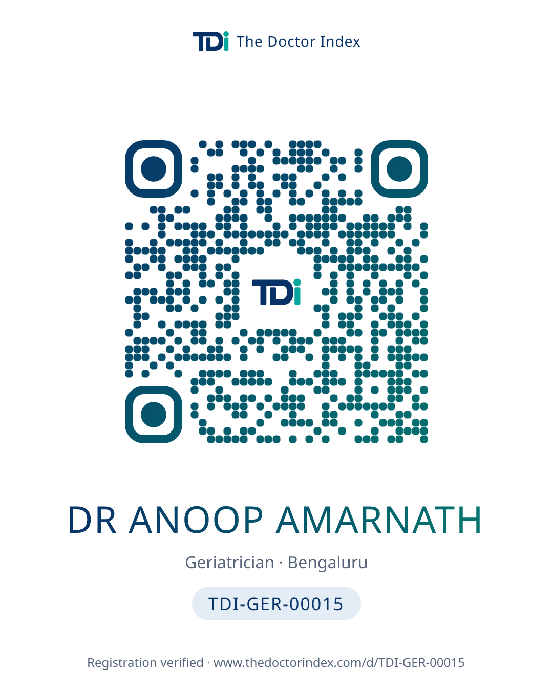 QR card for Dr Anoop Amarnath, TDI-GER-00015