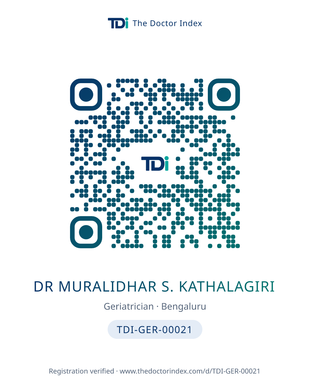 QR card for Dr Muralidhar S. Kathalagiri, TDI-GER-00021