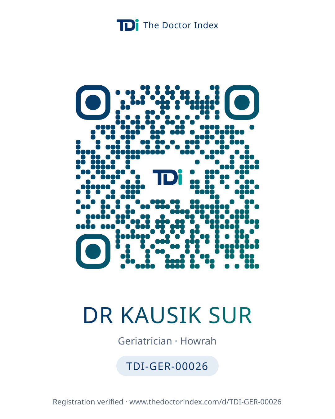 QR card for Dr Kausik Sur, TDI-GER-00026