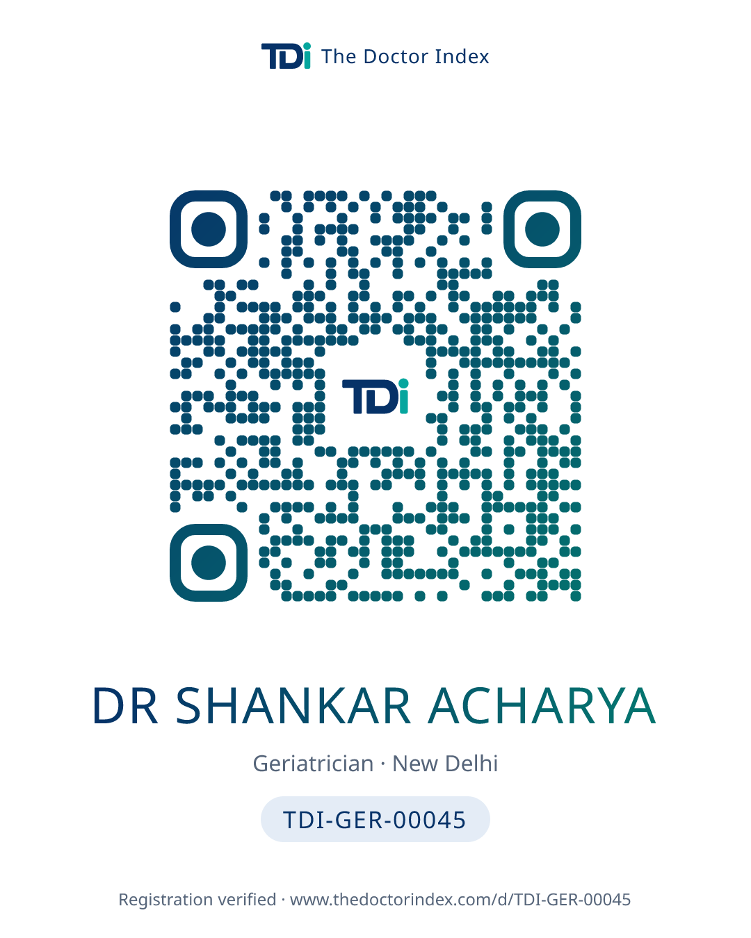 QR card for Dr Shankar Acharya, TDI-GER-00045