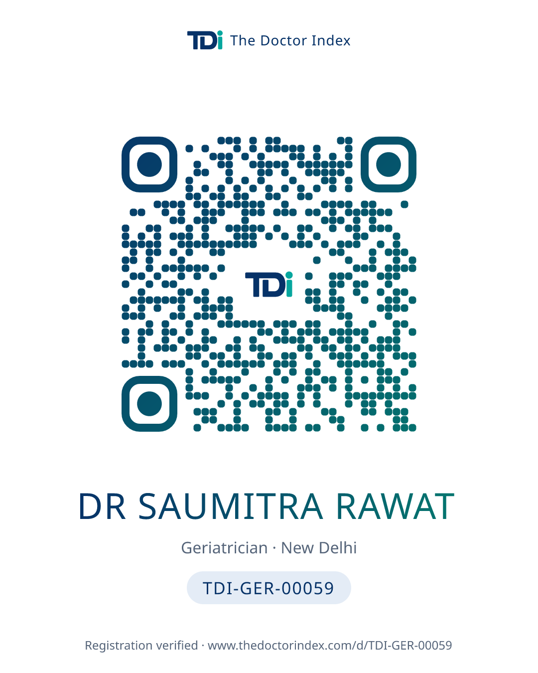 QR card for Dr Saumitra Rawat, TDI-GER-00059