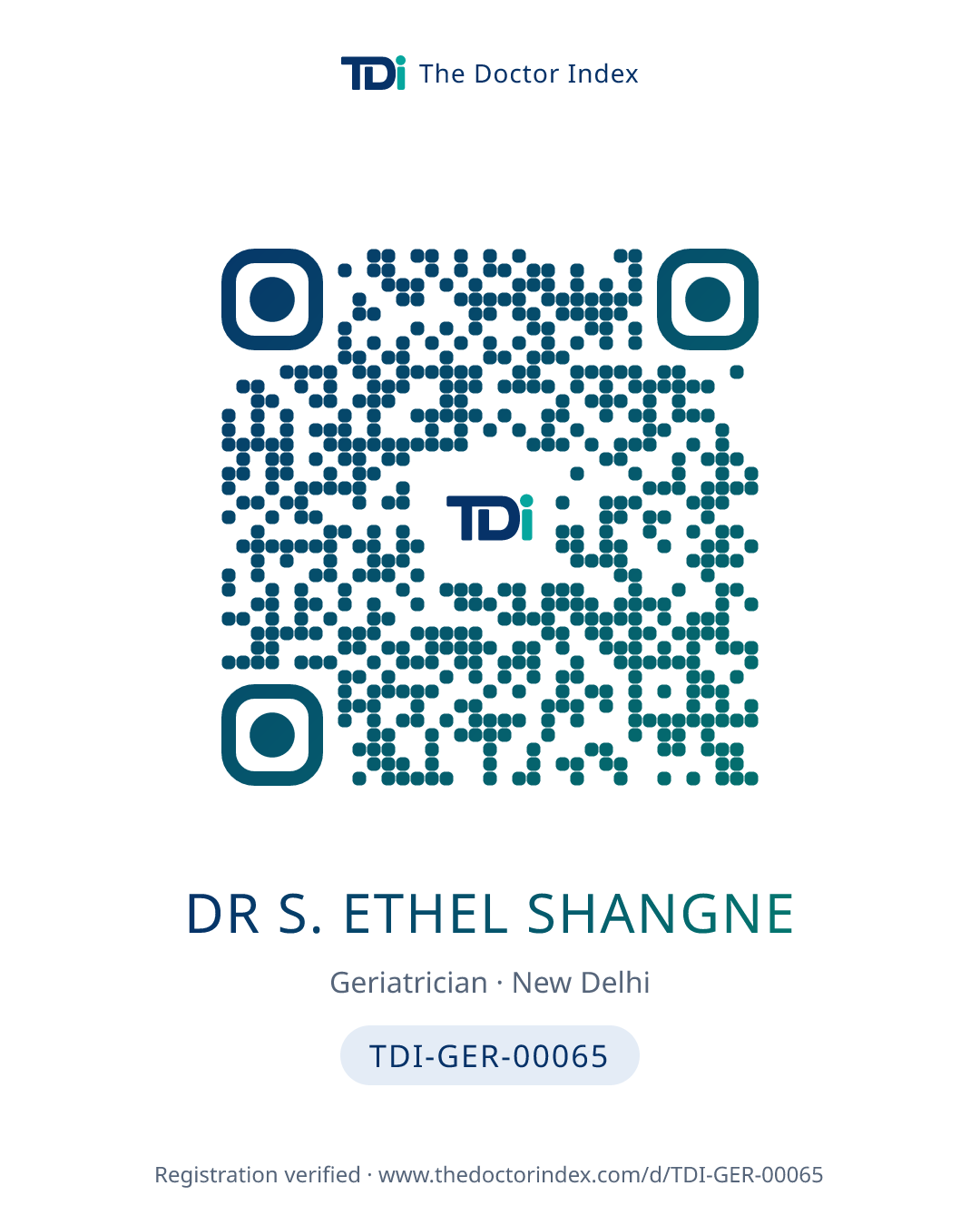 QR card for Dr S. Ethel Shangne, TDI-GER-00065