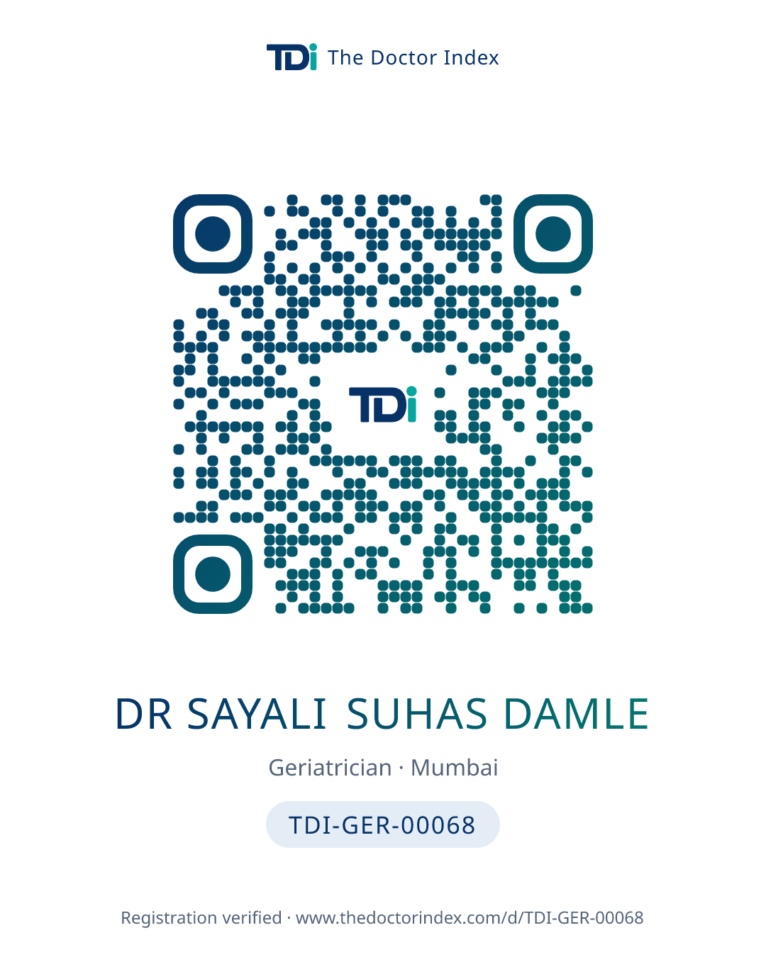 QR card for Dr Sayali Suhas Damle, TDI-GER-00068