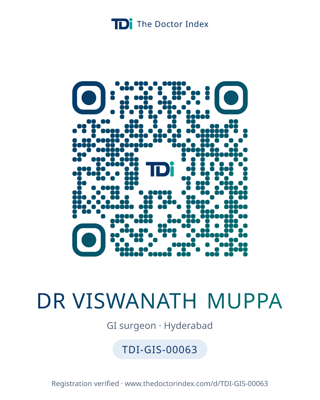QR card for Dr Viswanath Muppa, TDI-GIS-00063
