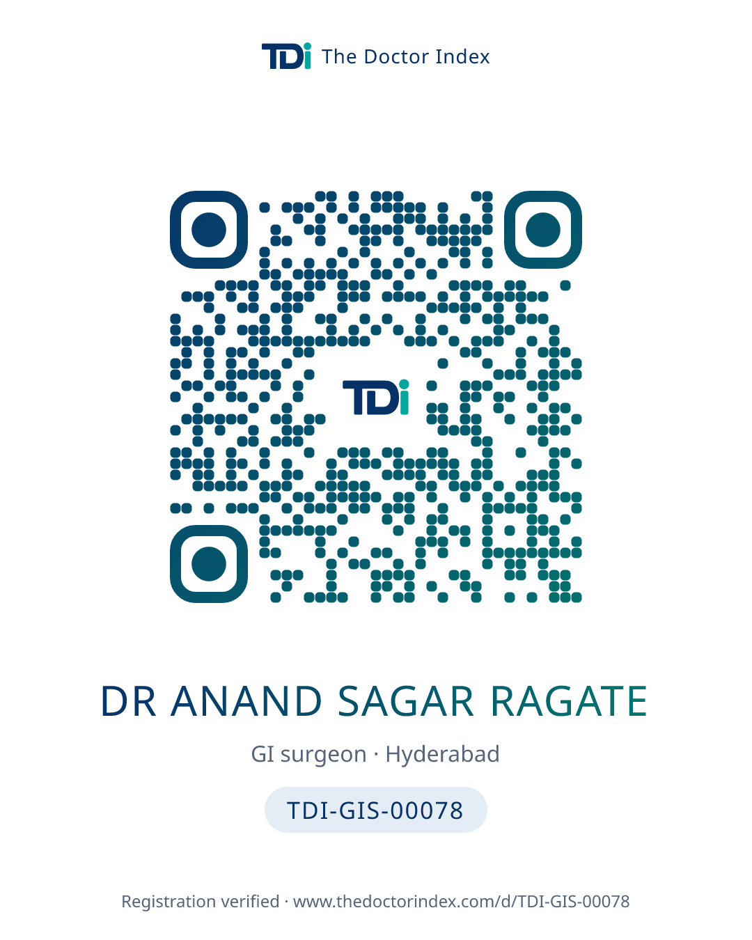 QR card for Dr Anand Sagar Ragate, TDI-GIS-00078