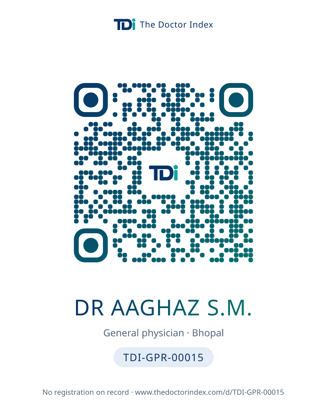 QR card for Dr Aaghaz S.M., TDI-GPR-00015