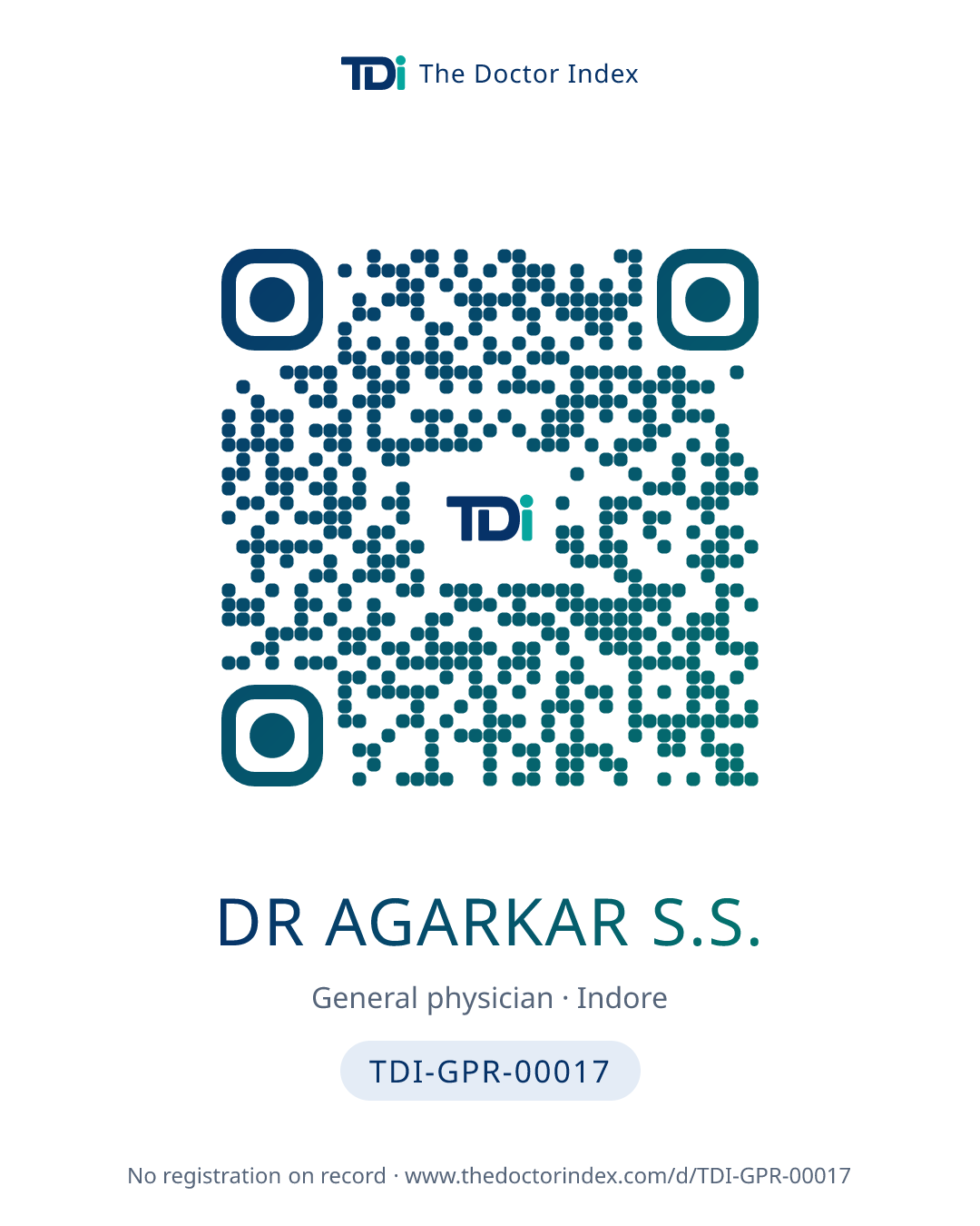 QR card for Dr Agarkar S.S., TDI-GPR-00017